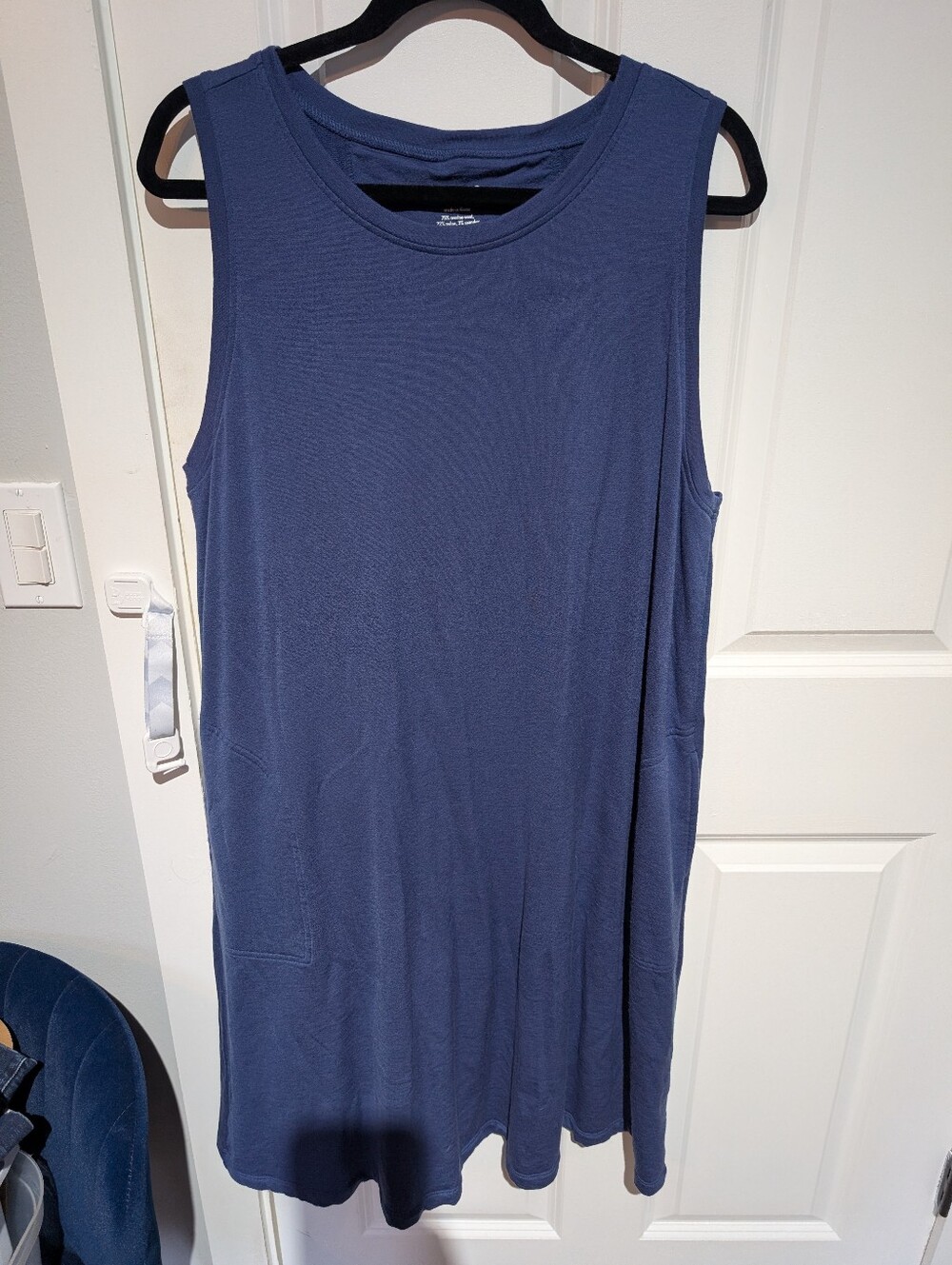 Merino Wool Navy Blue Tank Dress Xxl Long
